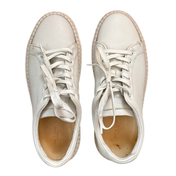 Rag & Bone White Tan Rope Kent Leather Espadrille Platform Sneakers sz 37.5 / 7 - Picture 9 of 12